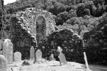 建筑, 石十字架, 格兰达洛, 爱尔兰, 教会, 中世纪