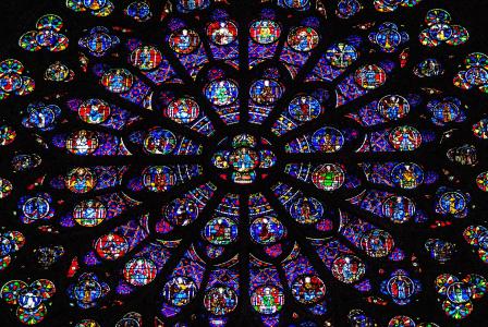 玻璃窗口, 莲座丛, 教会的窗口, 巴黎圣母院, 摘要, 模式, 背景