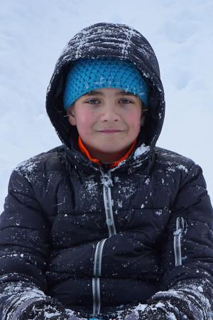 男孩, 雪, 冬天, 发动机罩, 感冒, 白色, 寒冷