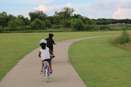 自行车, 孩子们, 儿童, 夏季, 锻炼, 生活方式, 童年