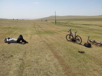 累了, 骑自行车的人, 蒙古, 自行车, 户外