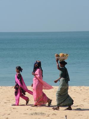 妇女, 海滩, 水, 女人, 海, 印度, 果阿