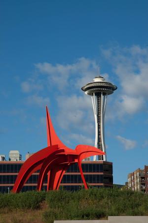 鹰, 红色雕塑, 太空针塔, 西雅图, 西雅图艺术博物馆, 奥林匹克雕塑公园