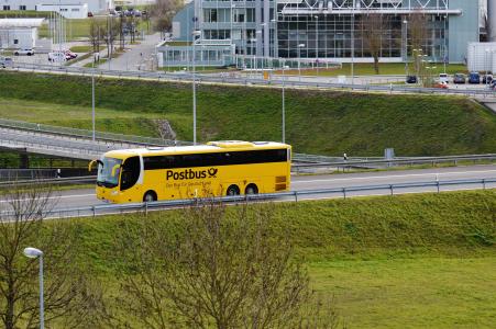 公共汽车, 黄色, 发布, 道路, 慕尼黑机场, 运输