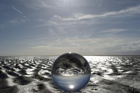 全球形象, 球, 玻璃, 玻璃球, 海滩, 美国瓦茨, 北海