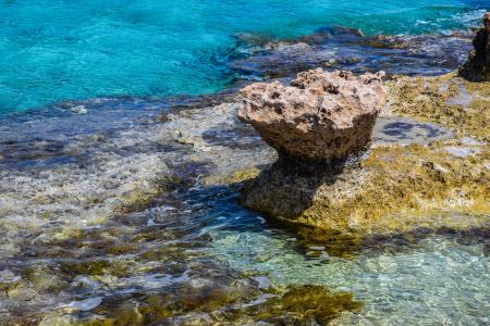 岩石, 海, 透明, 绿松石, 海滩, 自然, 水