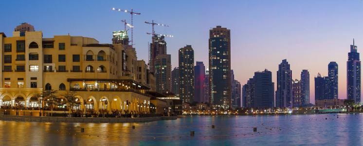 迪拜, 晚上, 建筑, 城市景观, 城市天际线, 城市场景, 城市
