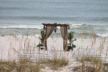 海滩, 婚礼, 饰品, 装饰, 植物, 自然, 长椅