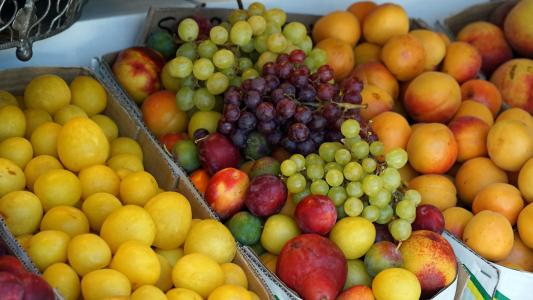 水果, 葡萄, 桃子, 木瓜, 食品, 吃