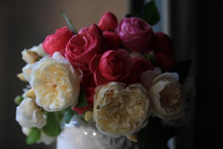 花束, 花瓶, 金英, 斯特劳斯, 花, 多彩, 英国玫瑰