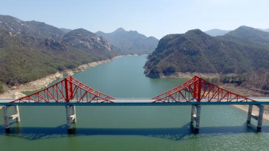 cheongpung 湖, 玉只是代表, 桥梁, 山, 自然, 景观, 湖