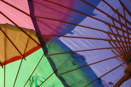 五颜六色的雨伞, 竹伞, 亚洲传统雨伞, 模式, 纹理, 木材, 传统