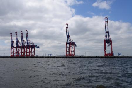 端口, 港口设施, 集装箱, 集装箱起重机, jadeweserport, wilhelmshaven, 北海