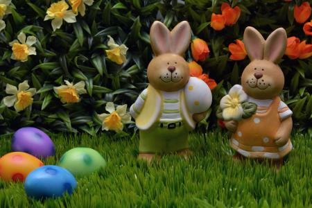 复活节兔子, 兔子, 复活节, 复活节彩蛋, 鸡蛋, 橙色, 紫罗兰色