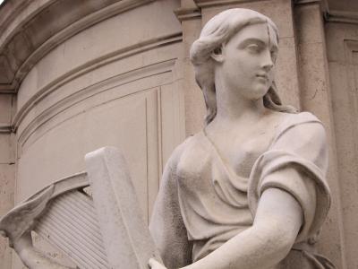 安妮皇后, 雕像, 脸上, 石头, 竖琴, terpsichore, 风化