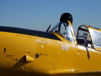 飞机, 飞机, 头盔, 黄色, 准备好了, 年份, 老