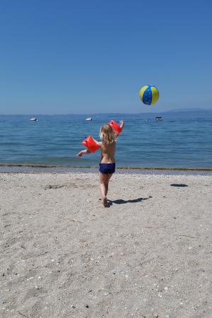假期, 儿童, 球, 戏剧, 海滩, 沙子, 水
