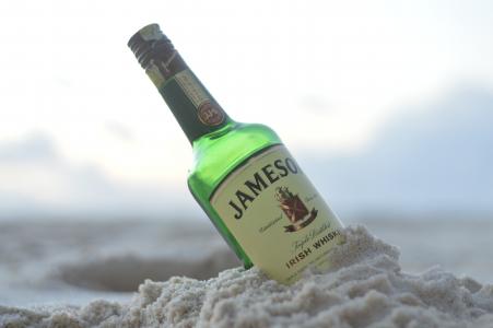 詹姆逊, 威士忌酒, 海滩, 肯尼亚, partay, 瓶, 沙子