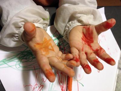 儿童, 手, 手指, 绘画, 手掌, 学校, 颜色
