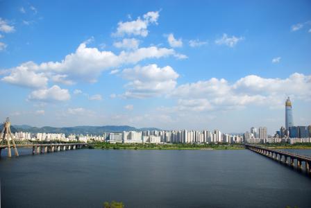汉城, 汉江, 天空, 奥林匹克桥梁