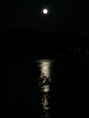 月亮, 反思, 海洋, 晚上, 平静, 黑暗, 午夜