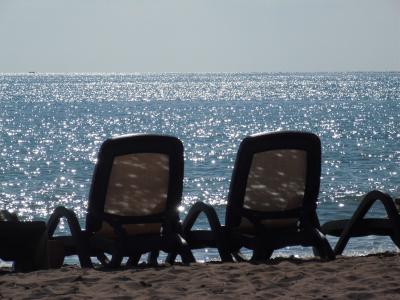 甲板上的椅子, 海滩, 假日, 海, 水, 放松, 沙滩