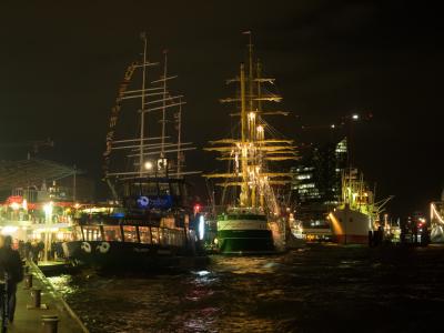 汉堡, 晚上, hafengeburtstag, 帆船, 帆, 索具, 船舶