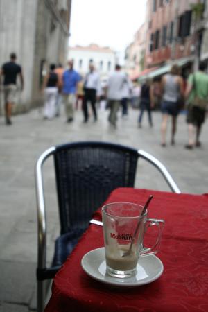 咖啡, 表, 威尼斯, 休息, 椅子, 街道, 咖啡厅