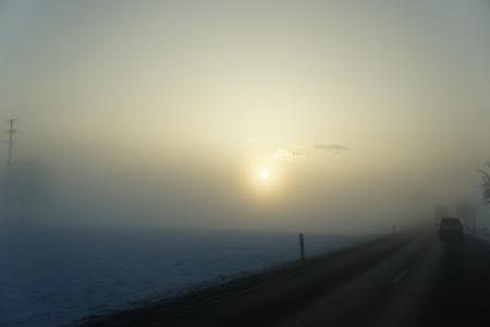 早晨的太阳, 道路, 心情, 灰色, 冬天, 冬日的阳光, 太阳