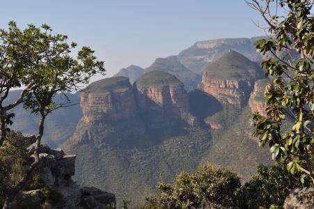 三 rondavels, 山脉, 德拉肯斯山脉, 布莱德河河峡谷, 南非, 景观, 自然