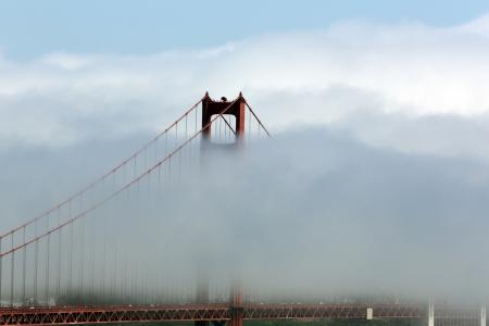 桥梁, 金门大桥, 雾, 云计算, 塔, 三藩市, 湾
