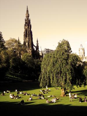 斯科特纪念碑, 爱丁堡, 苏格兰, 纪念碑, 绿色, 公园, 人