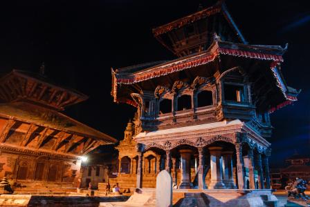 尼泊尔, 寺, 晚上