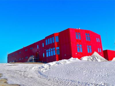 研究站, 红色, 建设, 建筑, 感冒, 冰, 南极洲