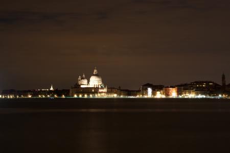 晚上, 威尼斯, 浪漫, 光, 没有游客, 意大利, 水