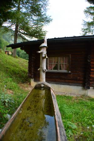 瑞士, 阿尔卑斯山, 小木屋, 喷泉, 木结构房屋