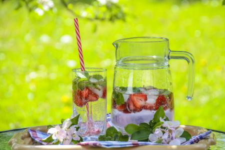 草莓饮料, 果茶, 冰茶, 茶点, 夏季, 很酷, 冰