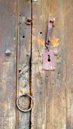 老, 乡村, 门, 锁, 木制, 木材-材料, 锁