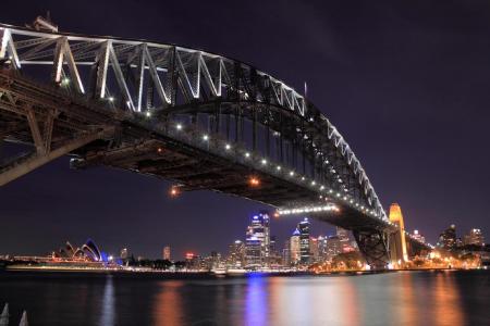 悉尼海港大桥, 晚上, 建筑, 具有里程碑意义, 城市景观, 运输, 著名