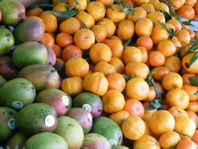 水果, 失速, 芒果, 橙色, 三藩市, 市场, 食品