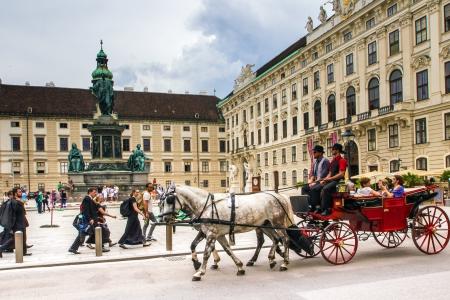 维也纳, 霍夫堡皇宫, fiaker, 城堡, 建筑, 市中心, 建设