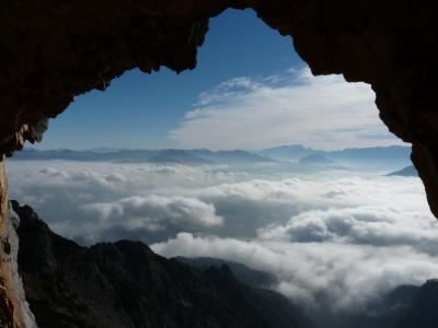 云彩, 塞尔瓦海洋, 山, unterberg, 前景, 洞穴