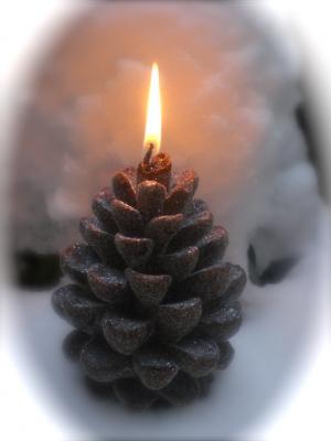 松果, 蜡烛, 松树, 烛光, 圣诞节, 装饰, 火焰