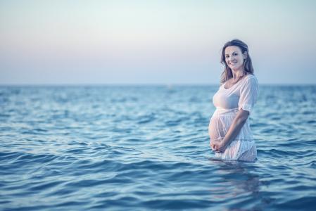 怀孕, 海, 怀孕, 女人, 母亲, 海滩, 产假