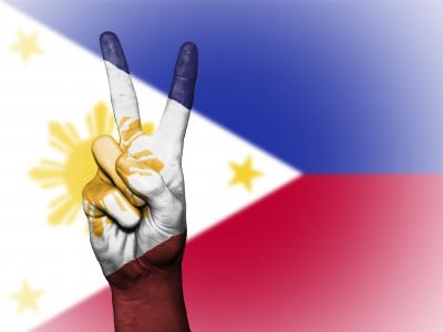 菲律宾, 和平, 手, 国家, 背景, 旗帜, 颜色