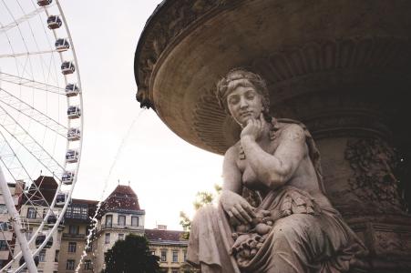 布达佩斯, 喷泉, 雕塑, 车轮