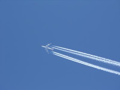 飞机, 飞行, 天空, 旅行, 射流, 凝结尾迹, 化学制剂