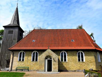 教会, 老船教会, 建于1673年, 在 arnis, 德国的最小的城市, 木钟塔, 恢复