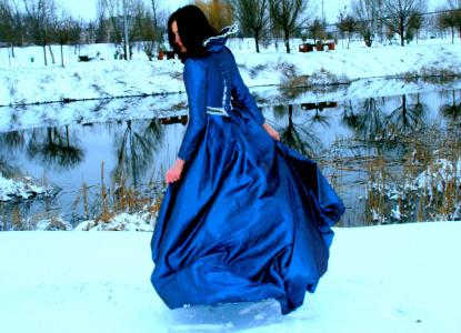 女孩, 公主, 雪, 蓝色, 穿衣服, 很好, 妇女