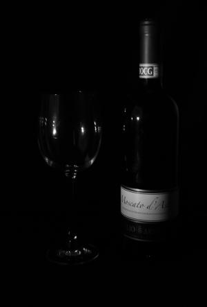 葡萄酒, 玻璃, 黑色和白色, 低调, 黑暗